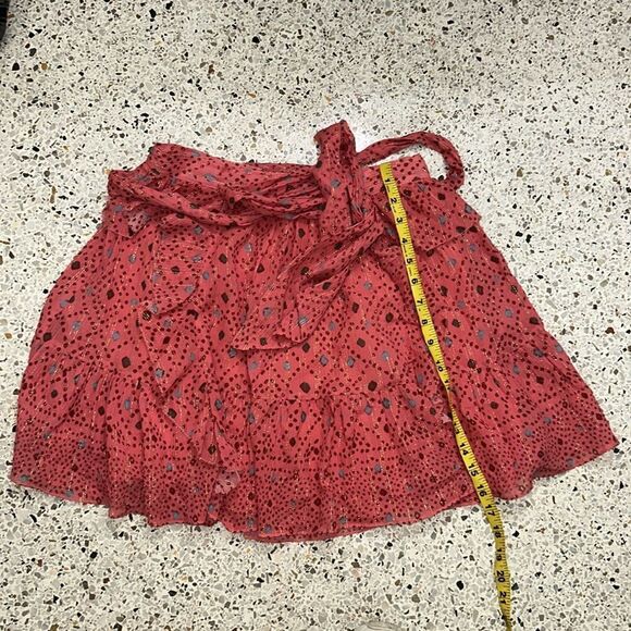 NWT Ulla Johnson monet geo print red gold mini ruffle skirt 4 - Picture 3 of 4